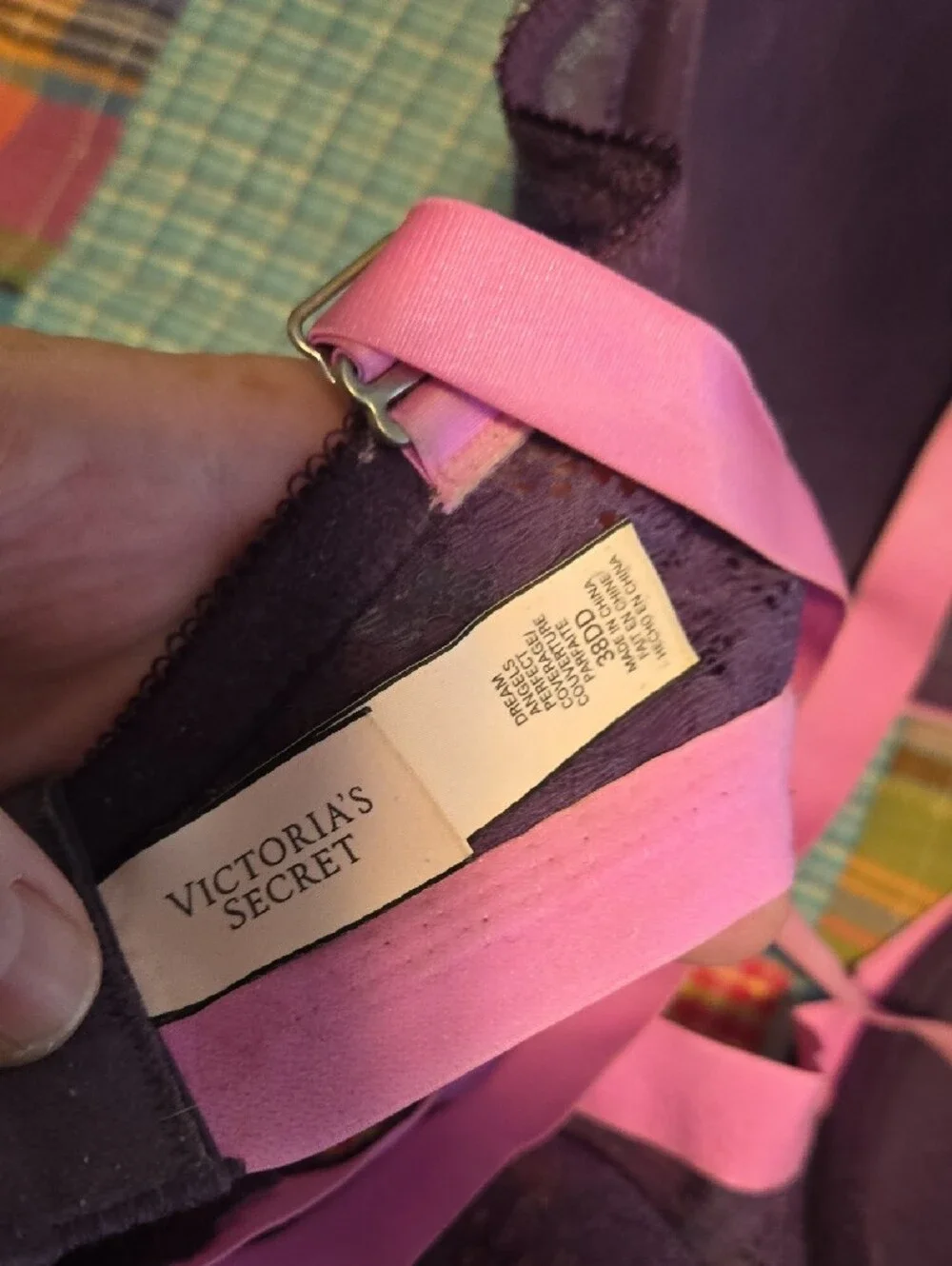 Victoria's Secret Purple Lace Push-Up Bra with Pink Straps